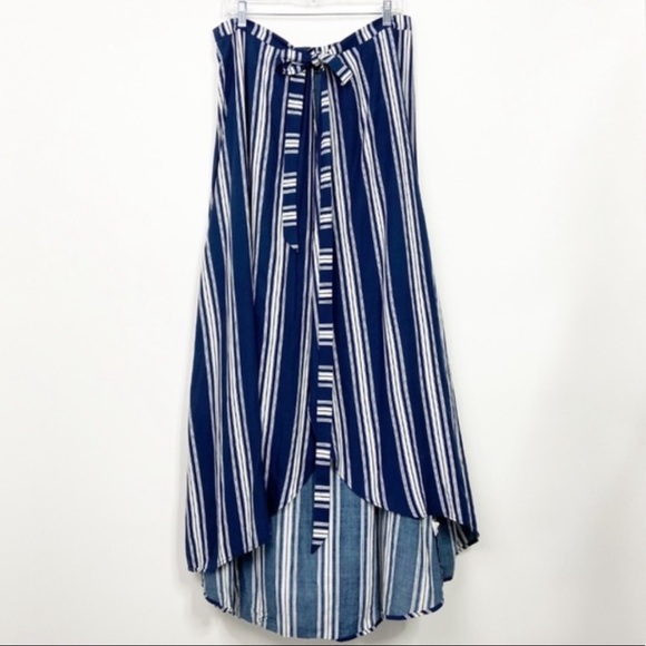SMYM MUMU Navy White Siren Stripe Maxi Skirt Small - Picture 8 of 8
